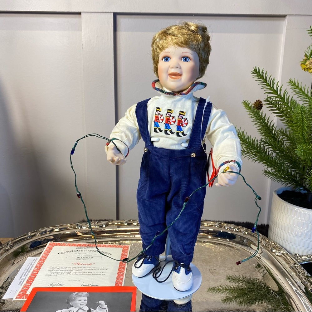 Ashton Drake Patrick Porcelain Doll Decorating the Tree Collection Mary Tretter